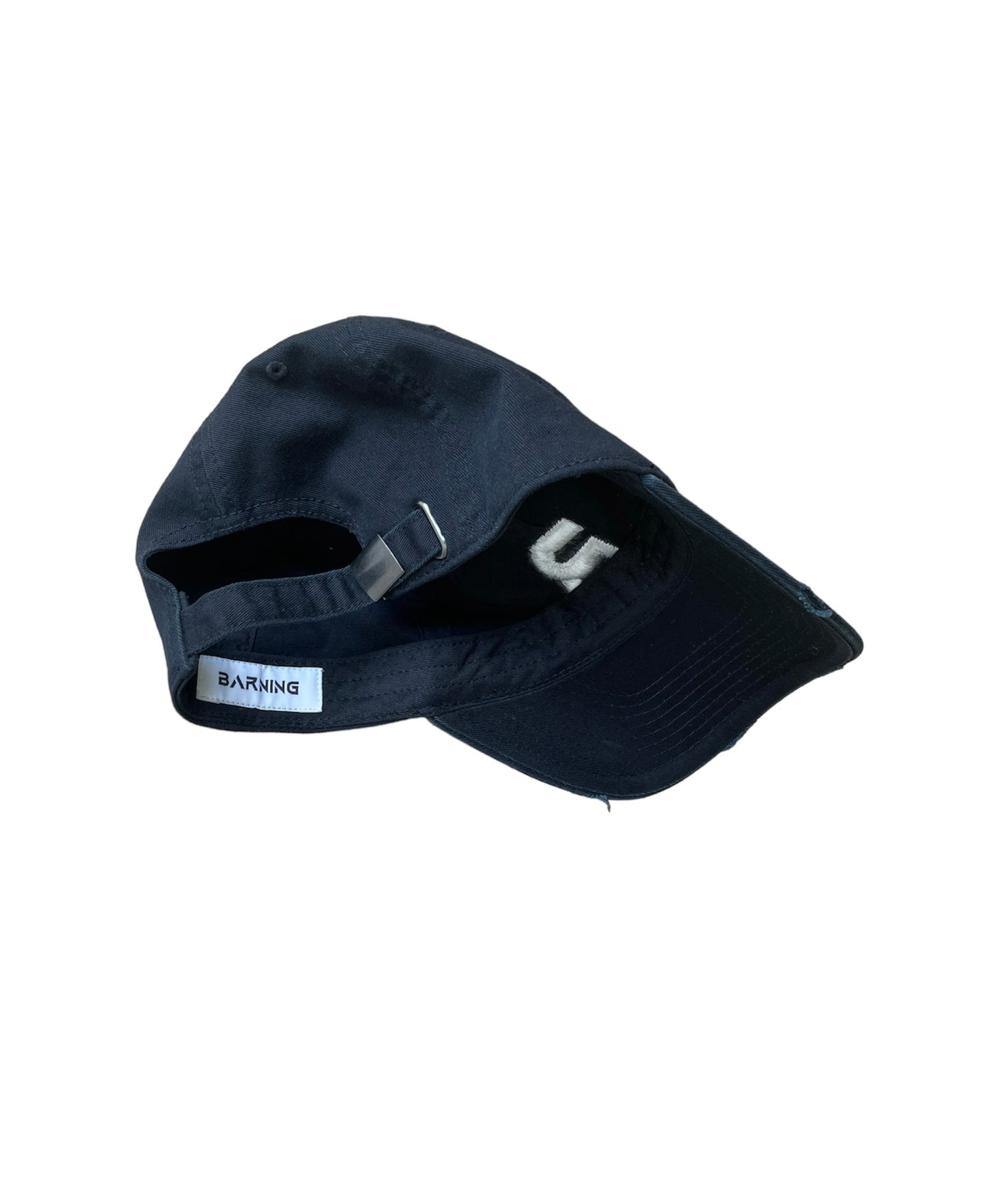 Black Light Denim Distressed Cap
