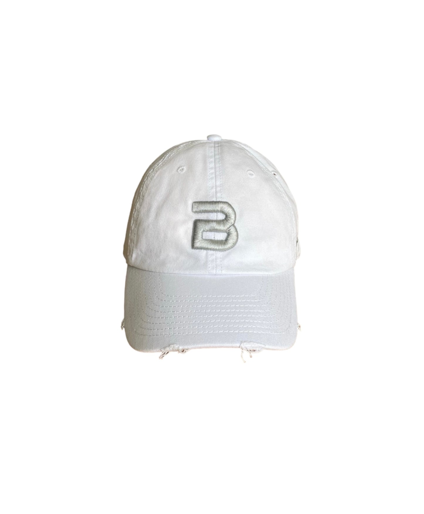 White Light Denim Distressed Cap