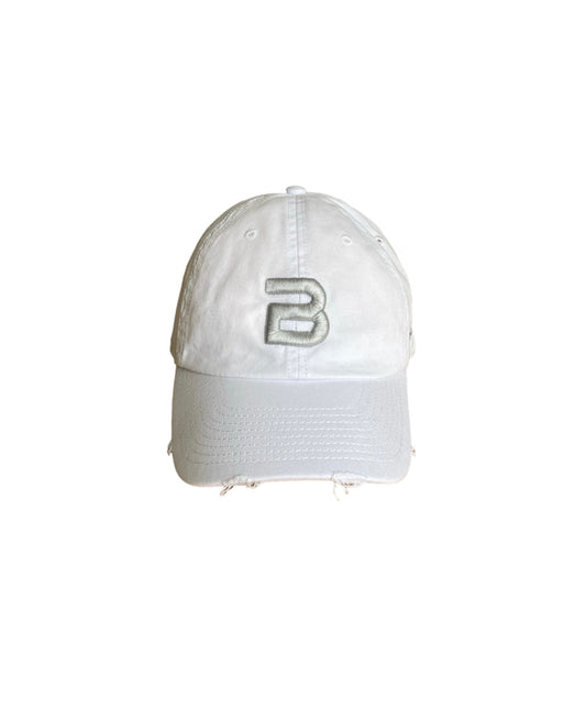 White Light Denim Distressed Cap