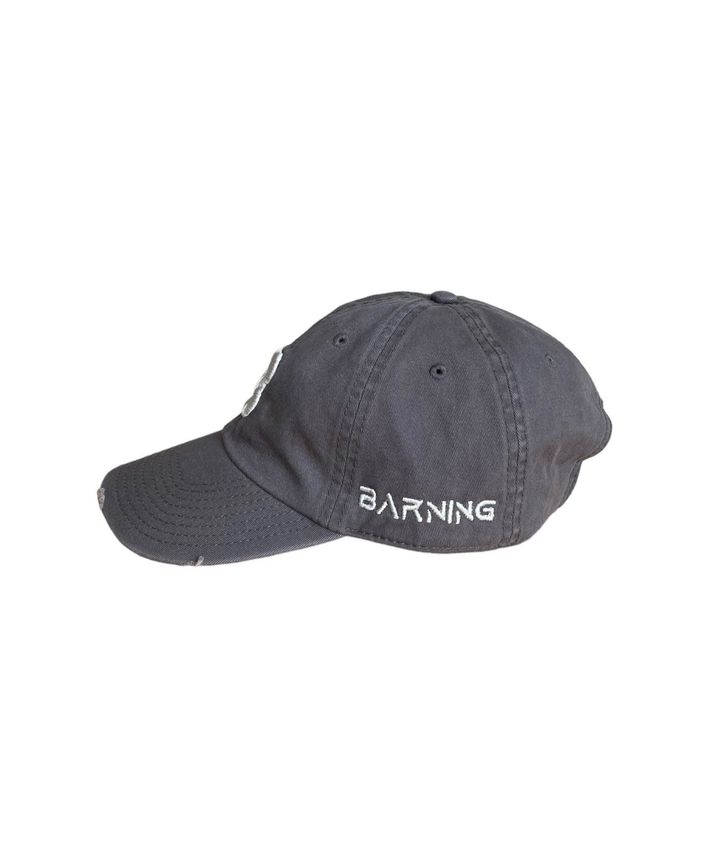 Gray Light Denim Distressed Cap