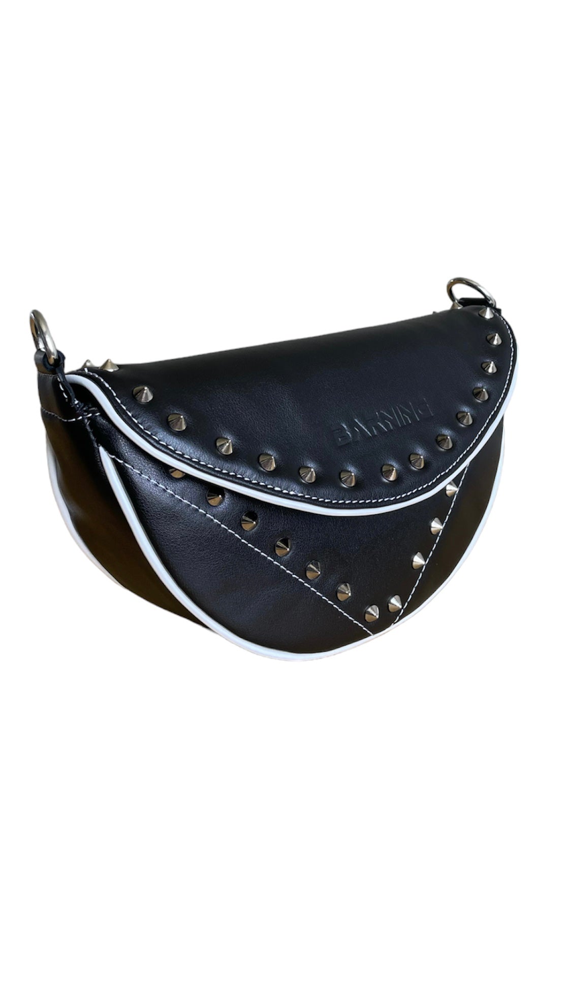 Genuine Leather Black & White Moon Bag
