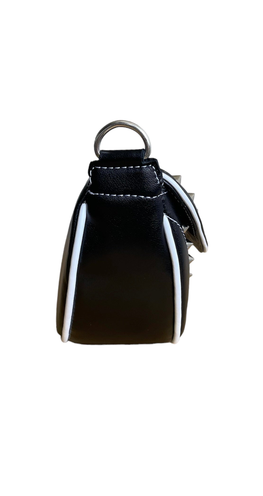 Genuine Leather Black & White Moon Bag