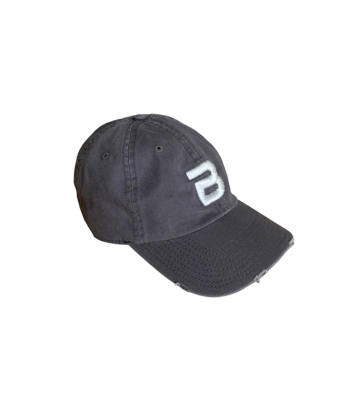 Gray Light Denim Distressed Cap