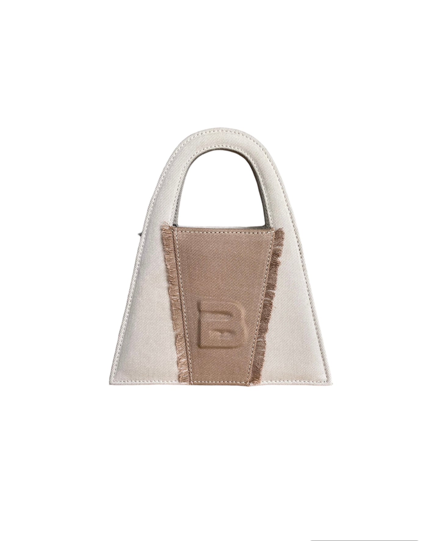 100% Recycled Denim Minnie Lock Bag - Café Au Lait