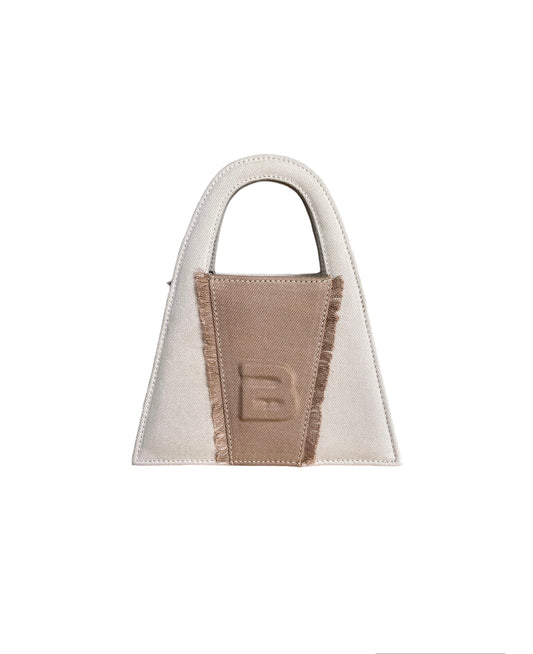 100% Recycled Denim Minnie Lock Bag - Café Au Lait