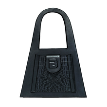 Load image into Gallery viewer, Black genuine leather LOCK hand and shoulder bag
