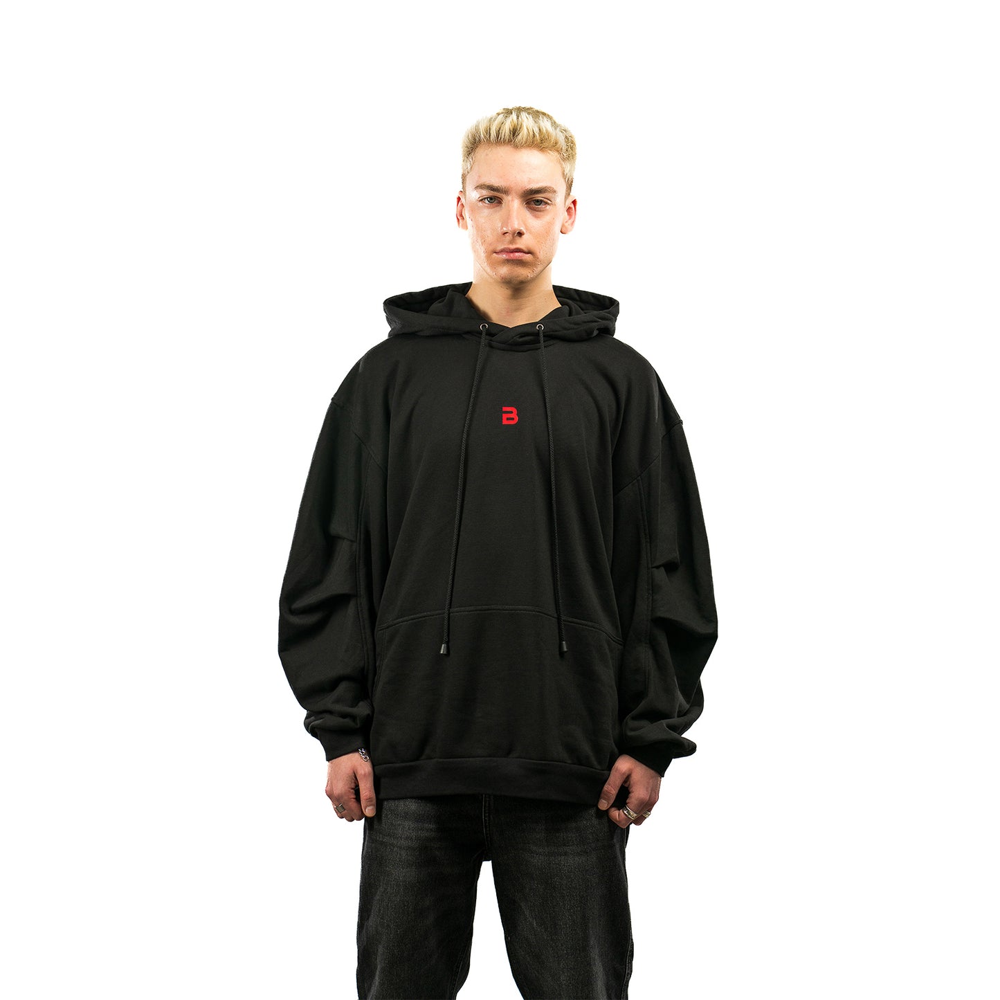 Oversized Black Cotton Hoodie