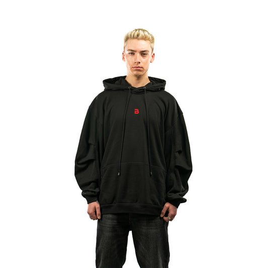 Oversized Black Cotton Hoodie