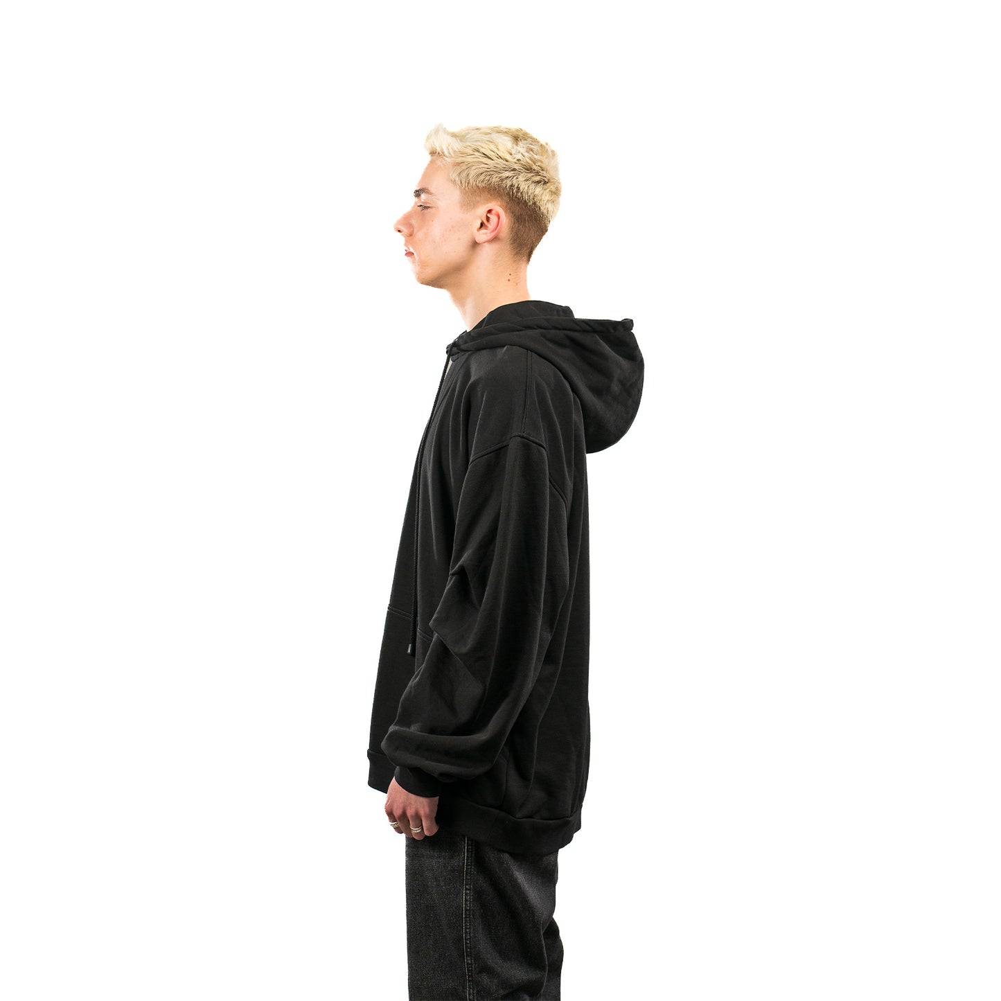 Oversized Black Cotton Hoodie