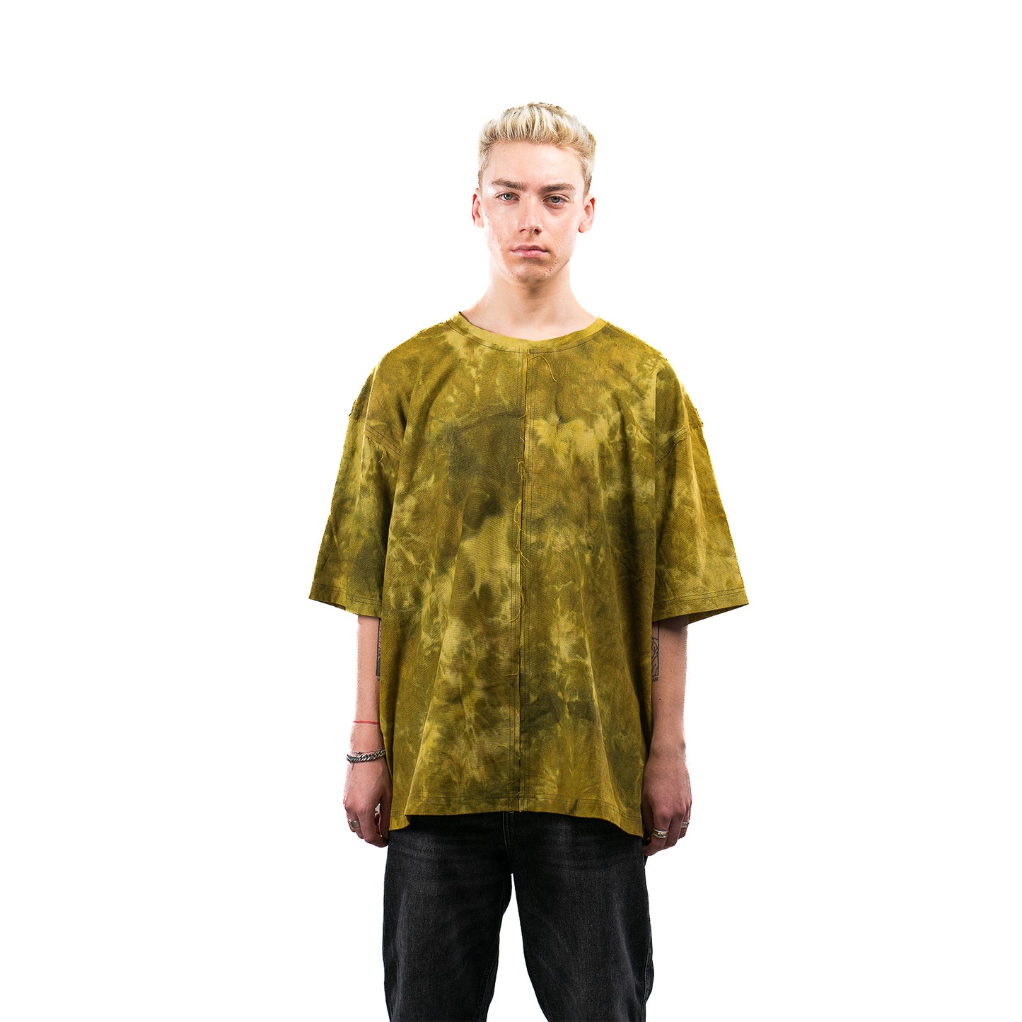 Olive Tie Dyed Linen Unisex T-shirt