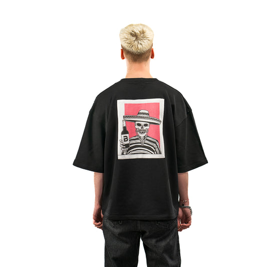 Unisex Printed Black Cotton T-shirt