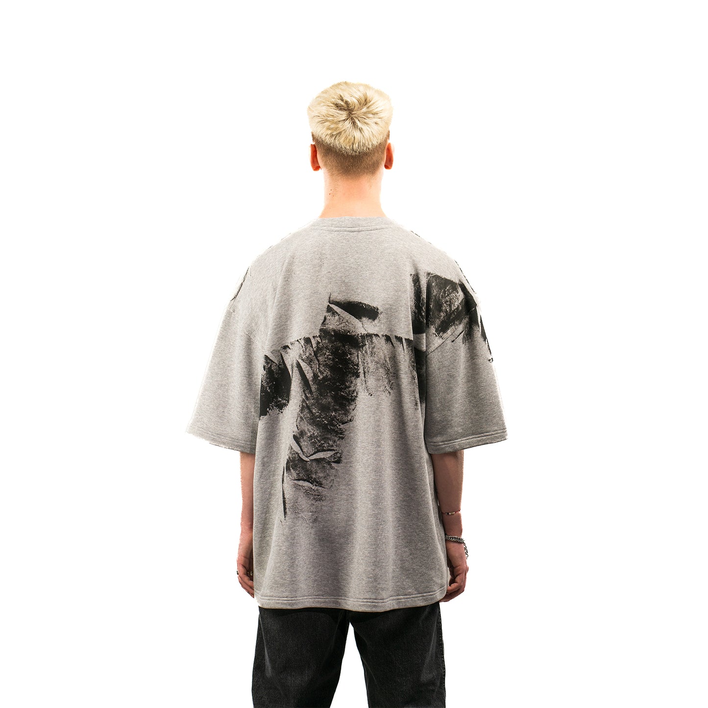 Unisex Gray Cotton T-shirt- Painted Version