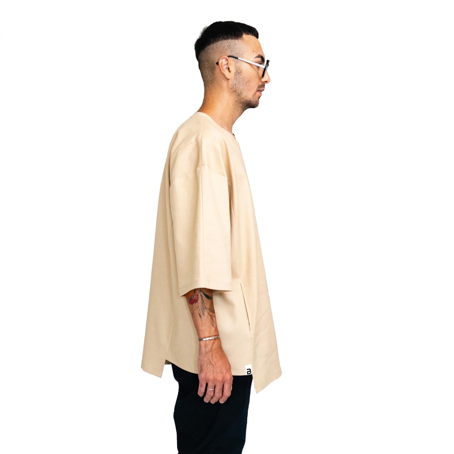 Barning Man Beige Cotton T-Shirt