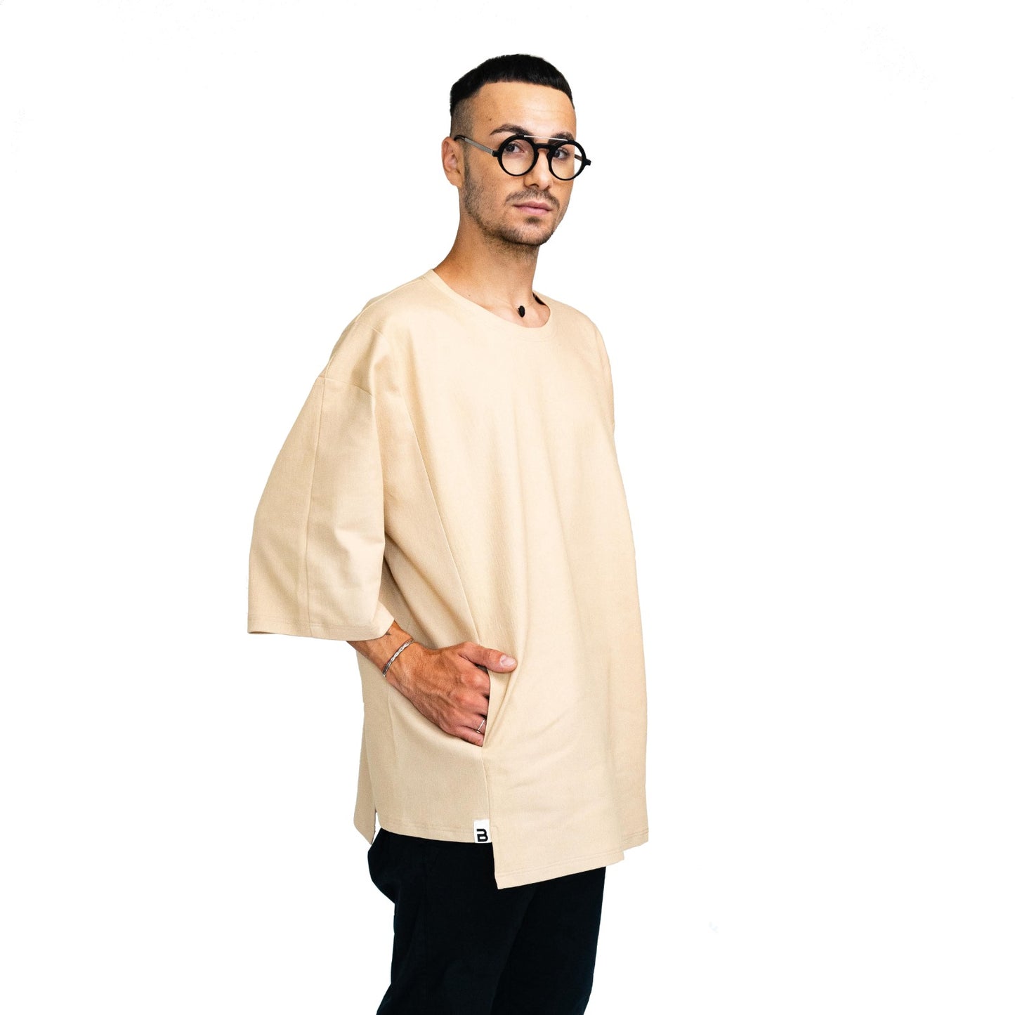 Barning Man Beige Cotton T-Shirt