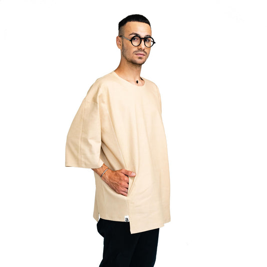 Barning Man Beige Cotton T-Shirt
