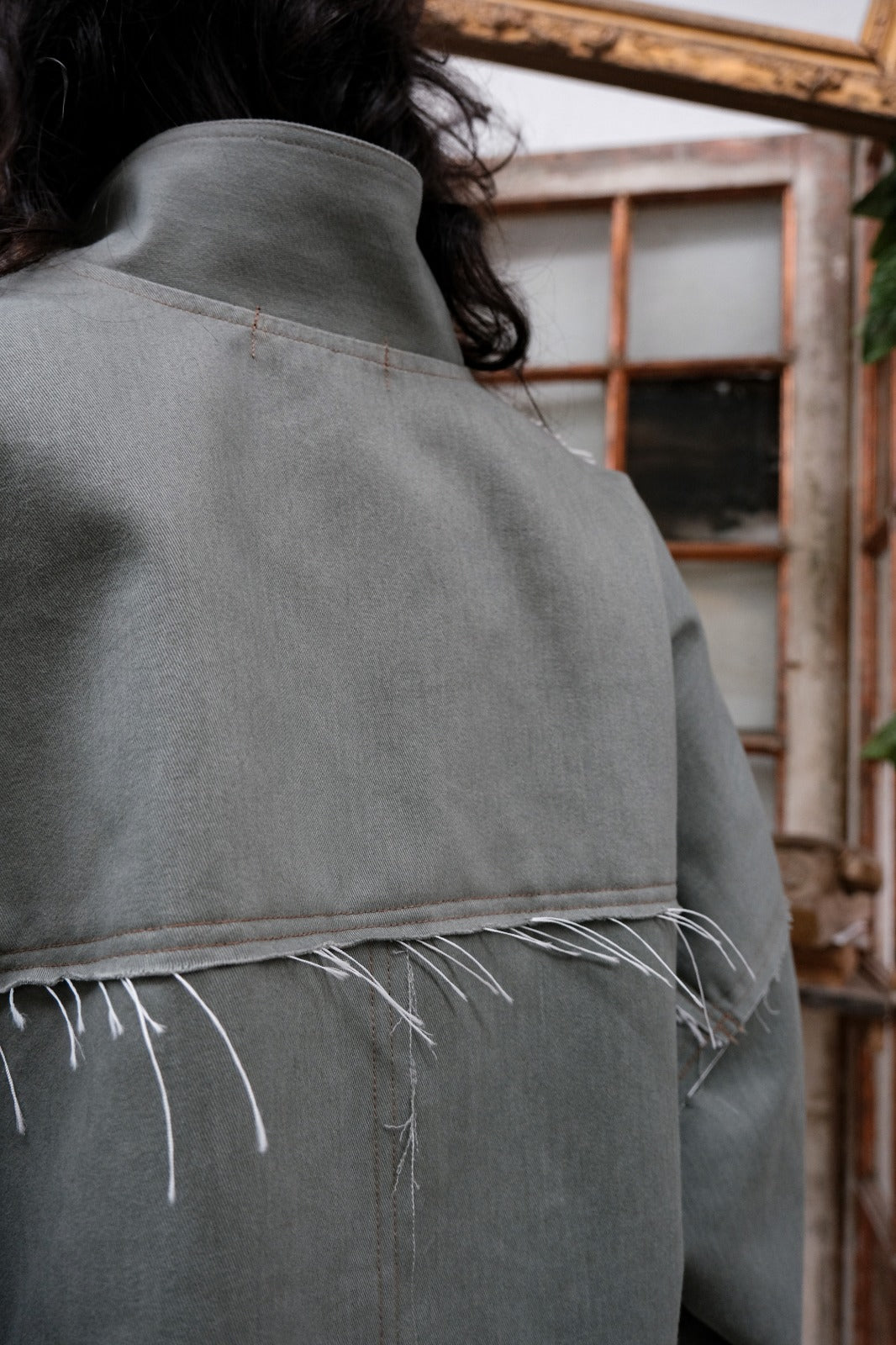 Oversized unisex gray trench coat