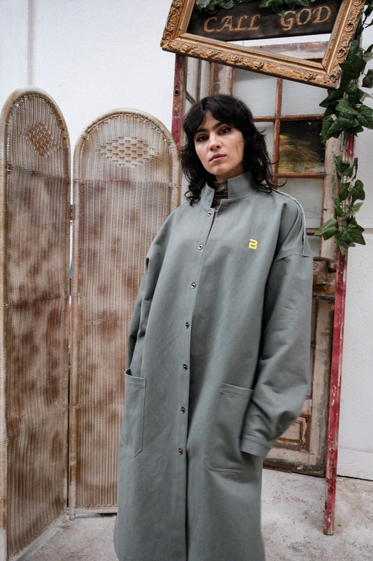 Oversized unisex gray trench coat
