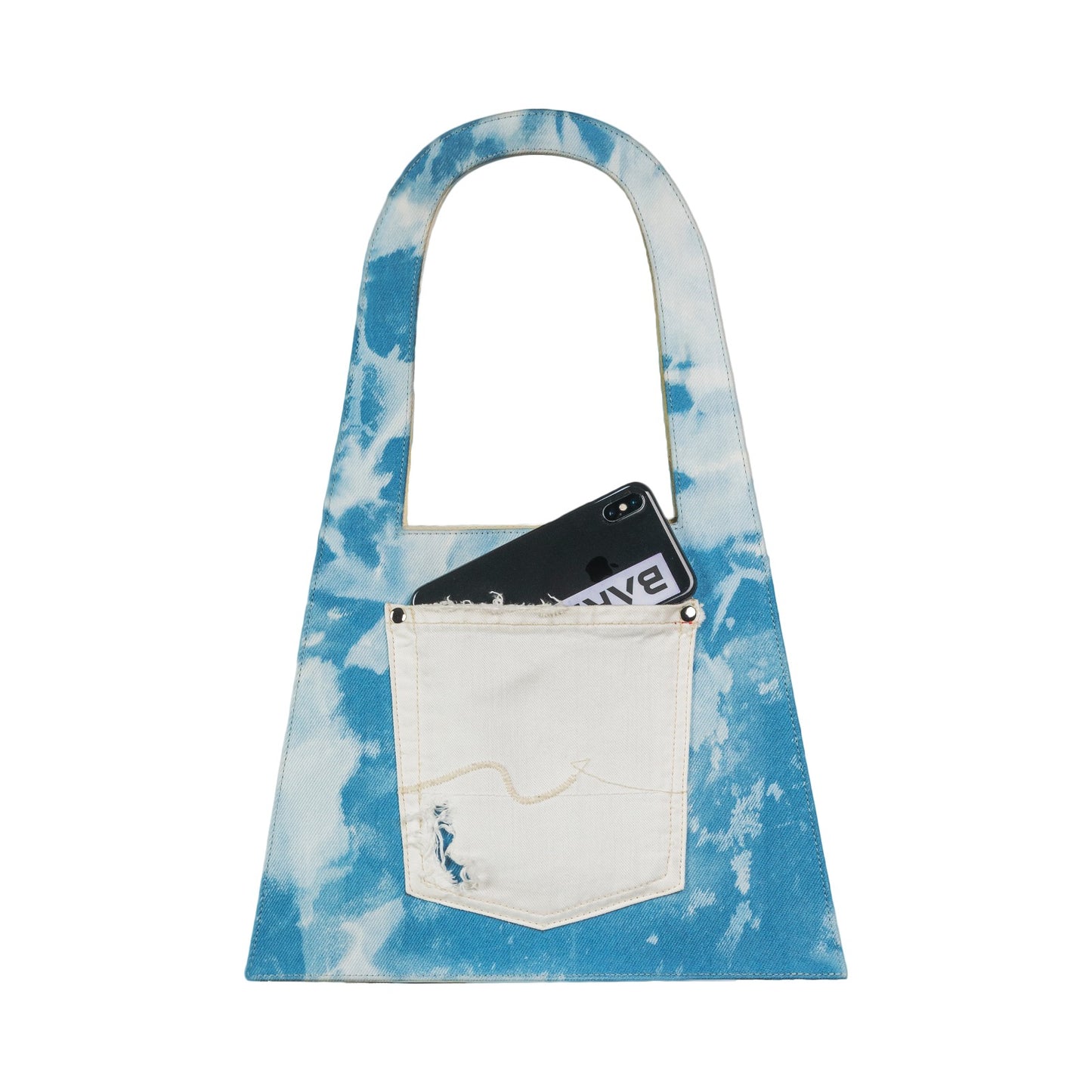 Denim and leather LOCK hand and shoulder bag