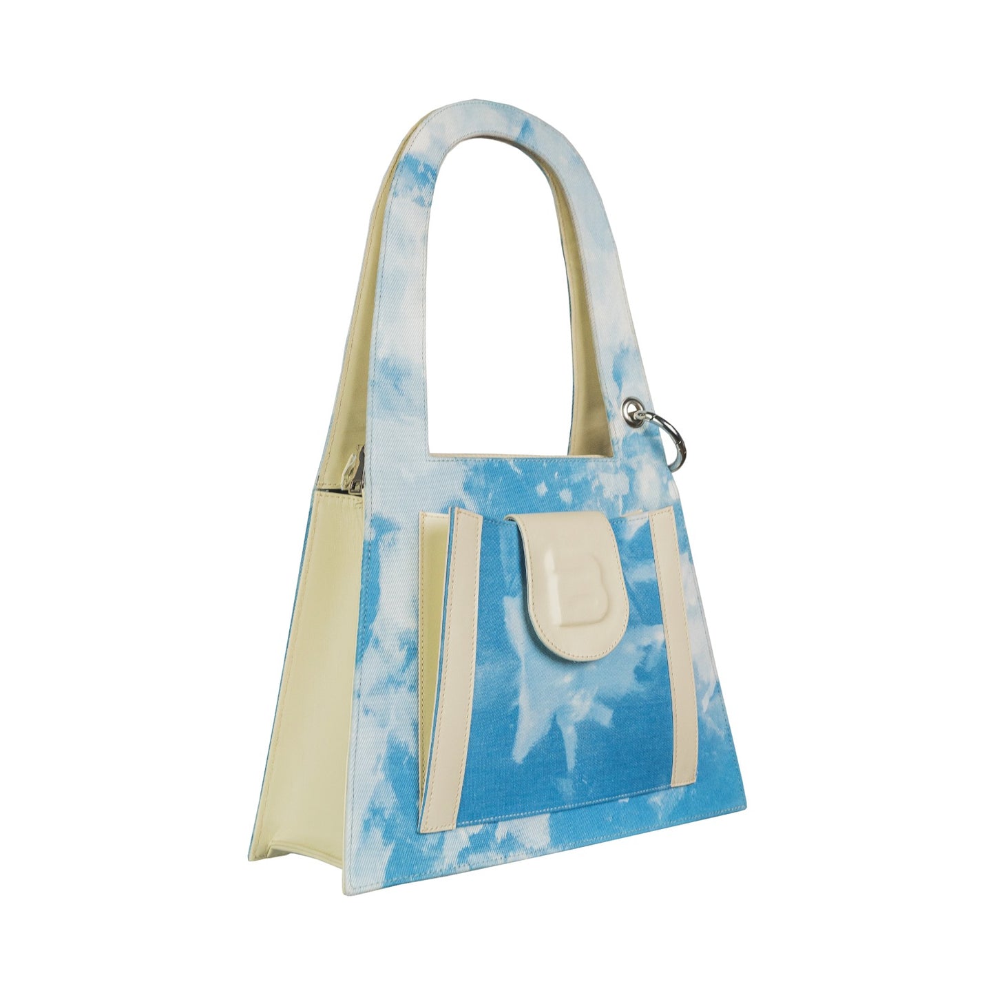 Denim and leather LOCK hand and shoulder bag