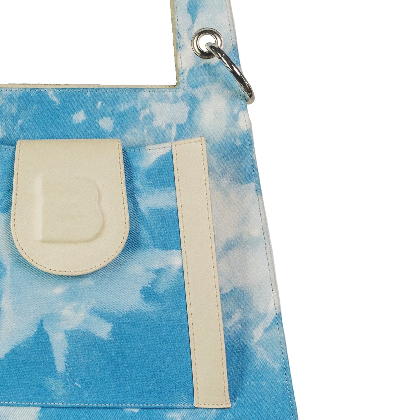 Denim and leather LOCK hand and shoulder bag