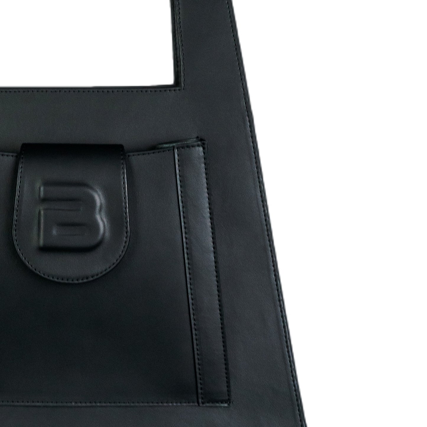 Clean black genuine leather LOCK hand and shoulder bag