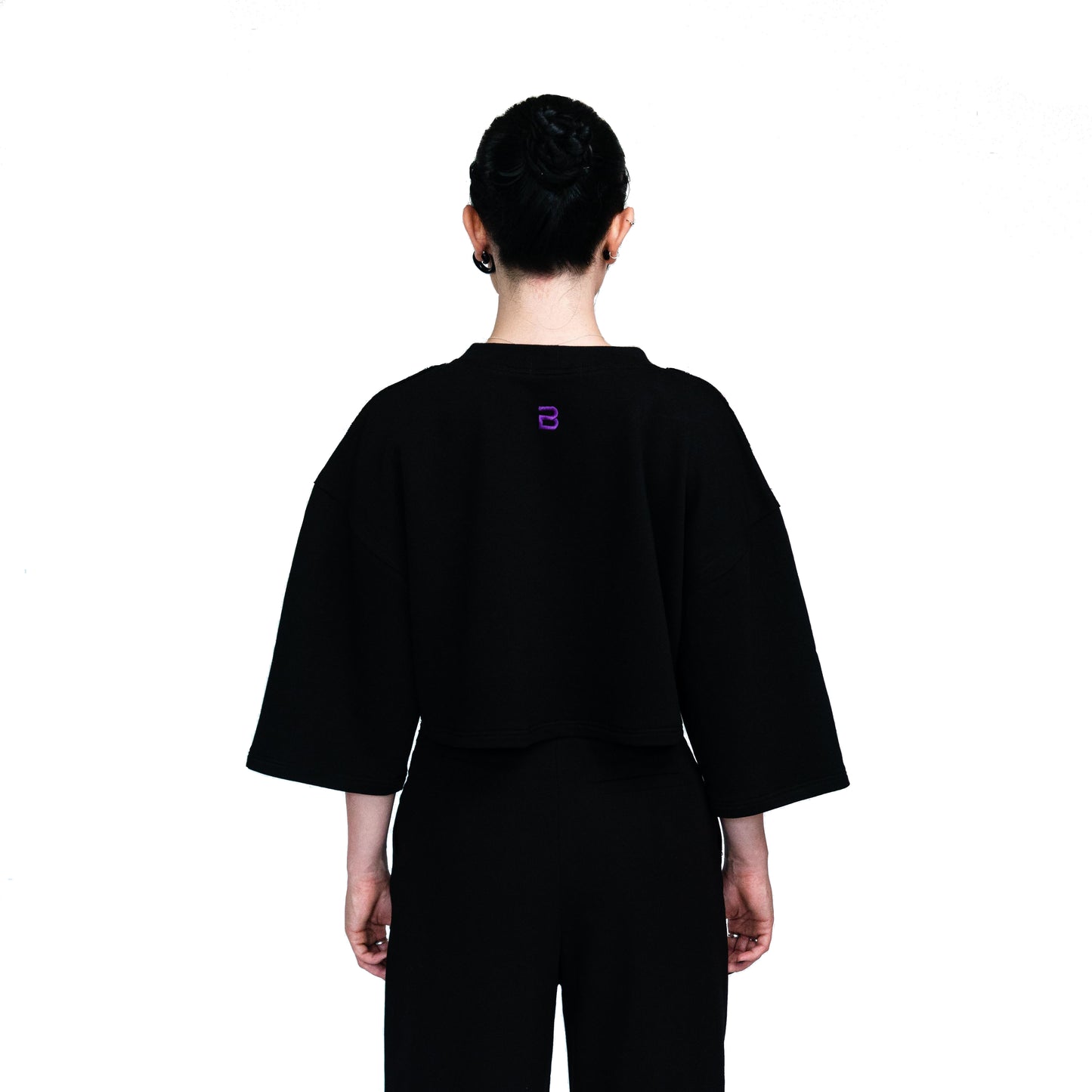 Unisex Black Cotton Crop Top