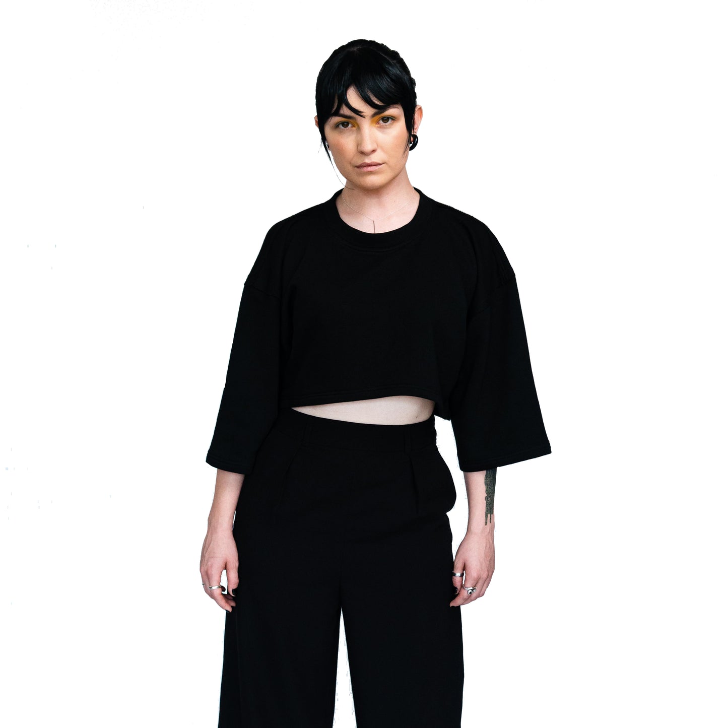 Unisex Black Cotton Crop Top