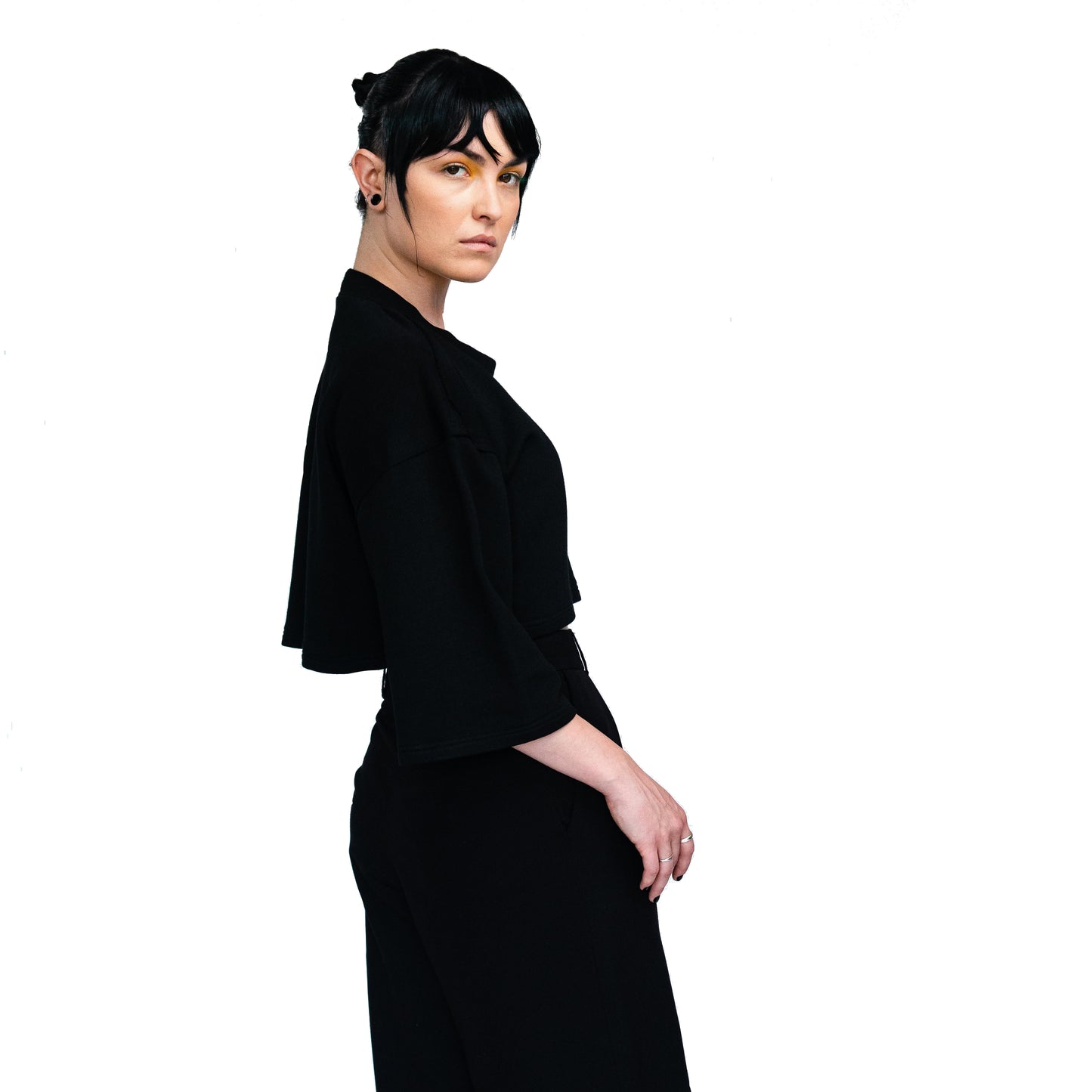 Unisex Black Cotton Crop Top