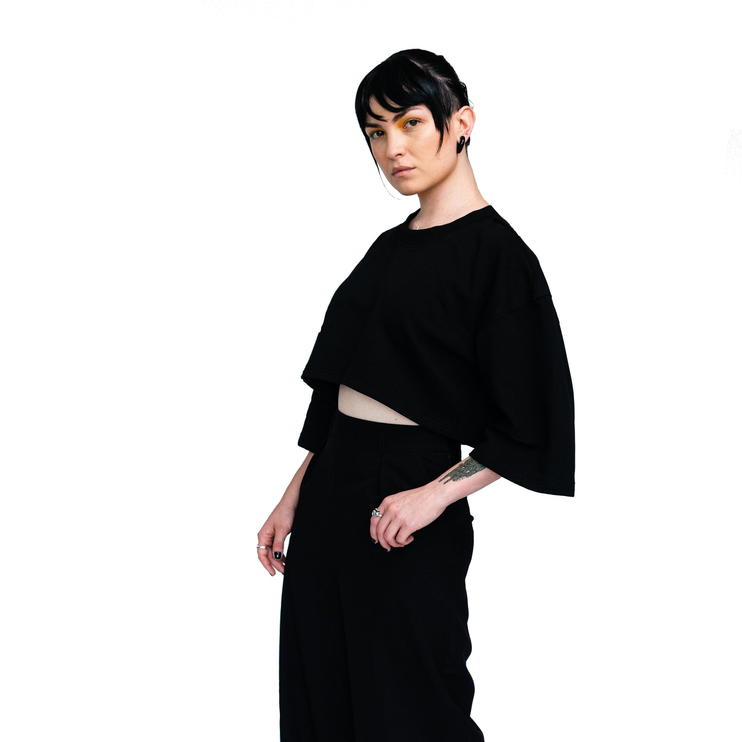 Unisex Black Cotton Crop Top