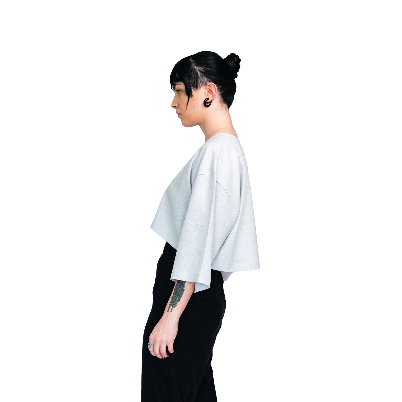 Unisex Gray Crop Top Made From Linen