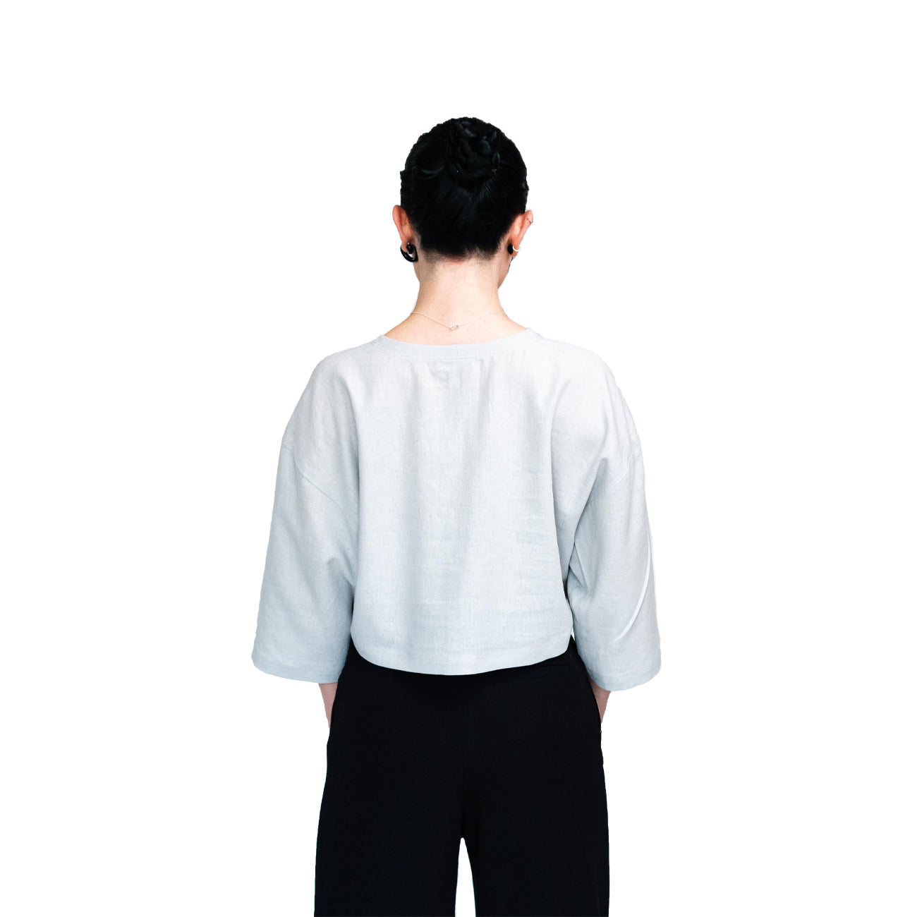 Unisex Gray Crop Top Made From Linen