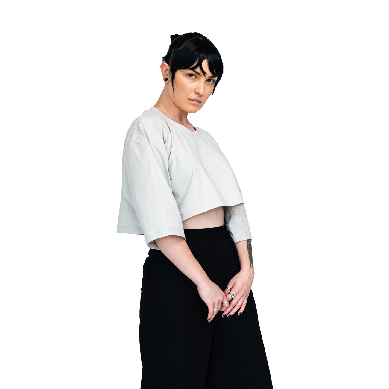 Unisex Gray Crop Top/ Printed Version
