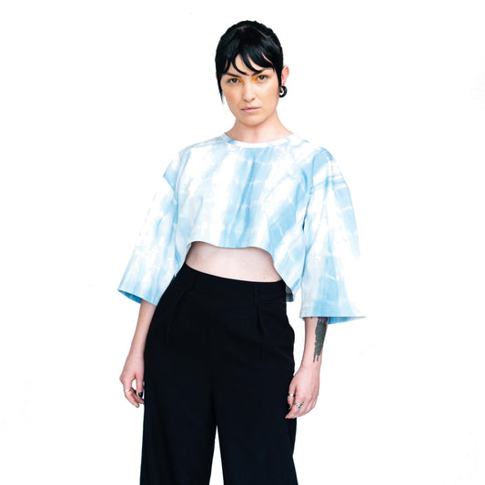 Unisex Tie Dye Blue Crop Top