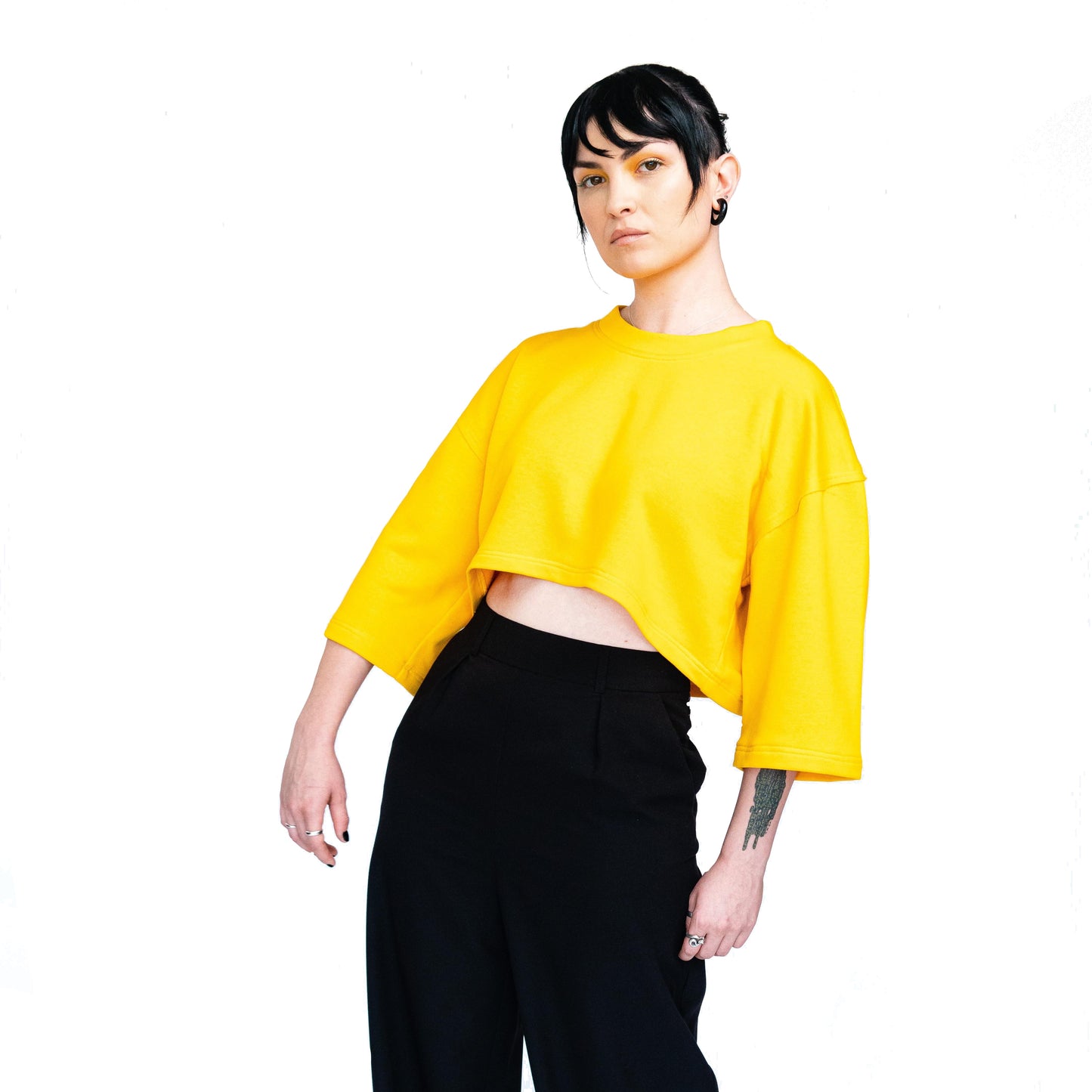 Unisex Cotton Yellow Crop Top