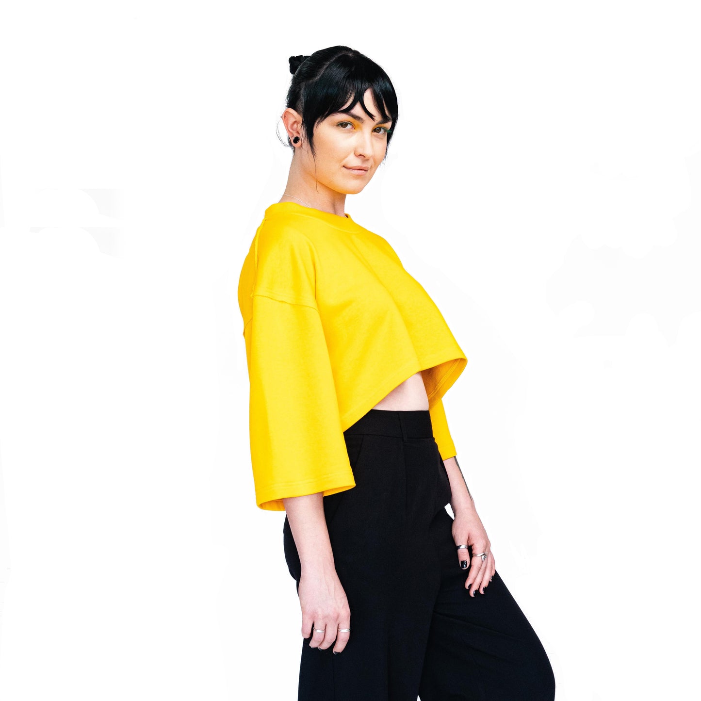 Unisex Cotton Yellow Crop Top