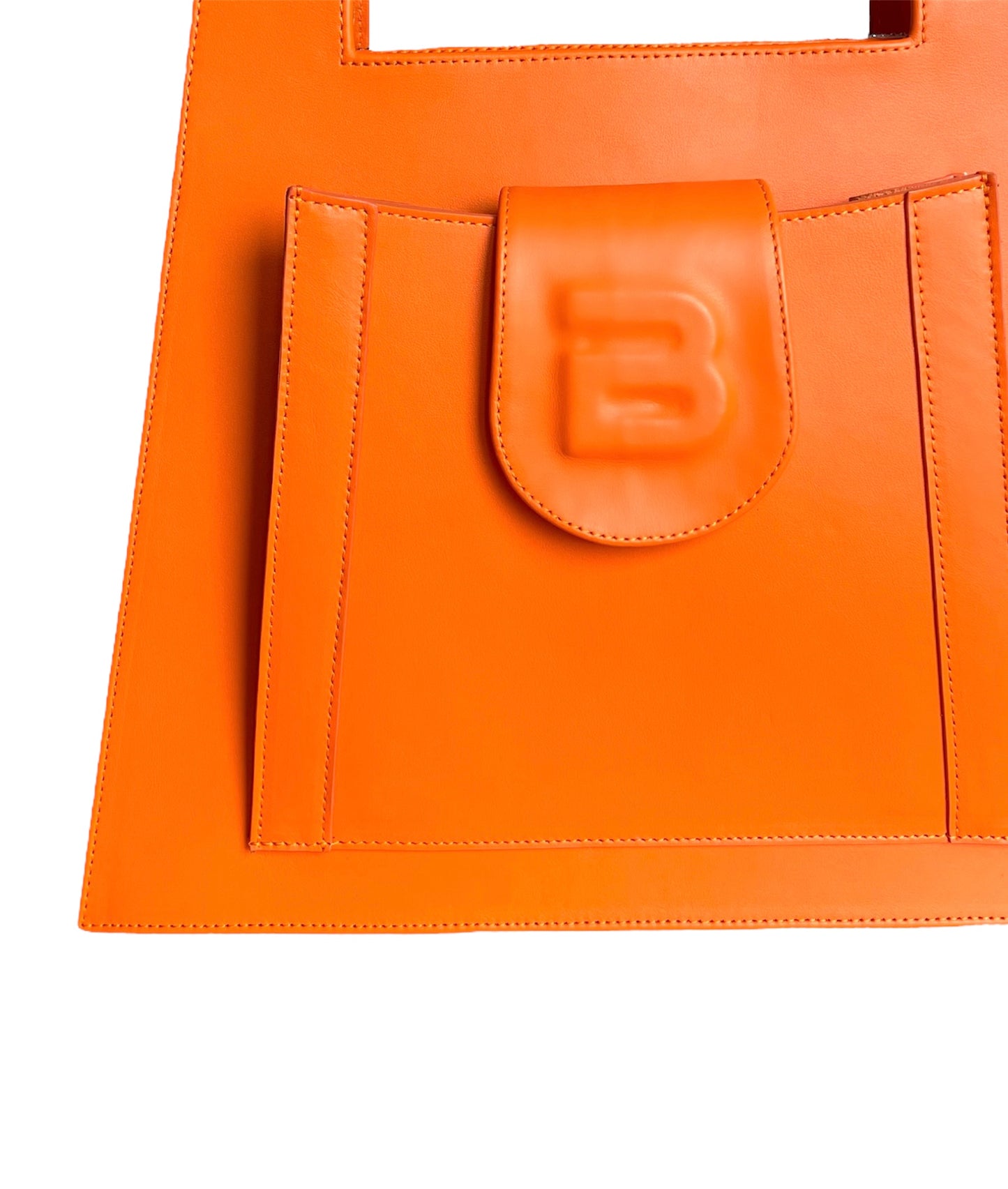 Orange Genuine Leather Hand And Shoulder Lock Bag