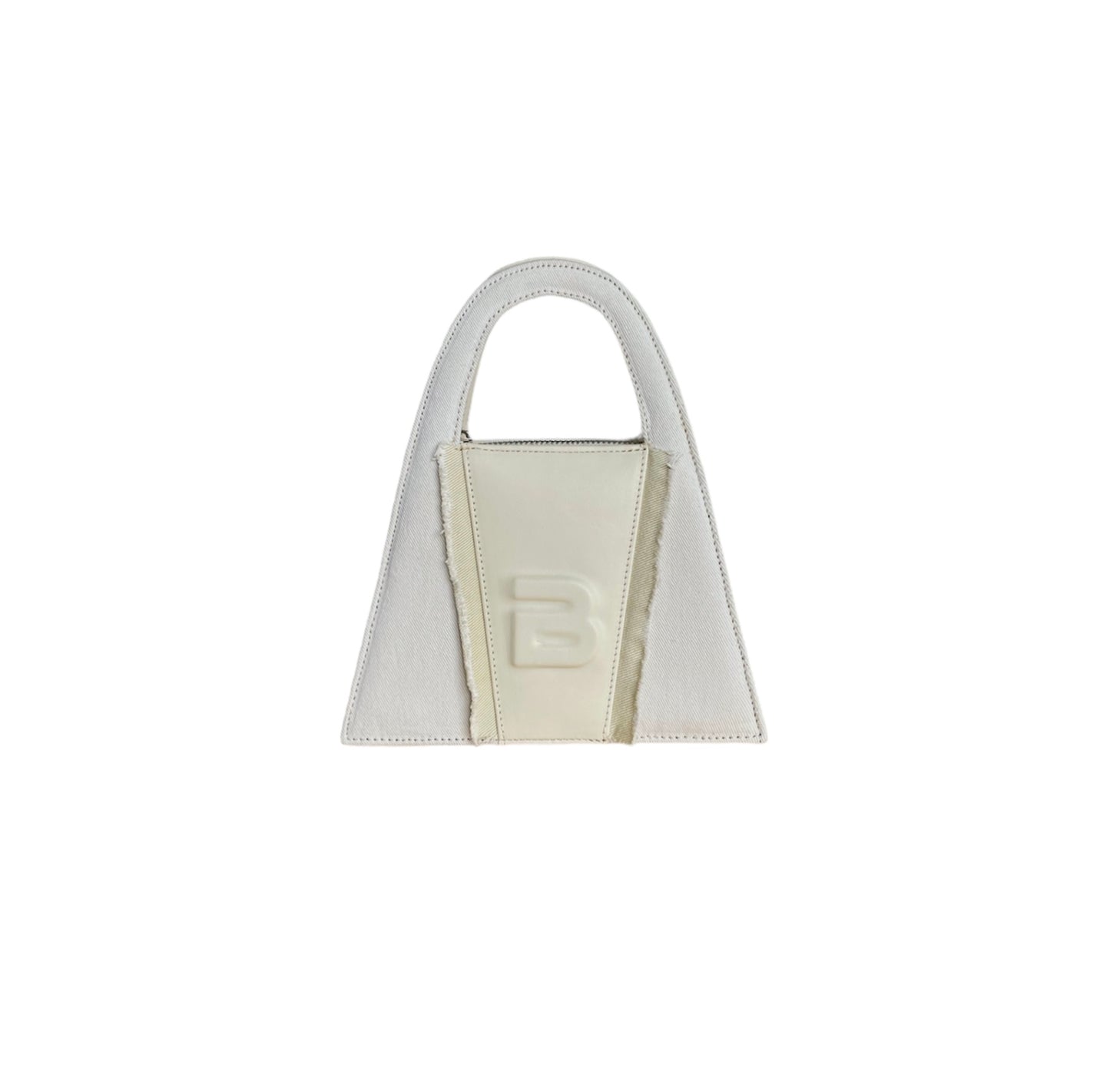 Dirty White Denim & Leather Minnie Lock Bag