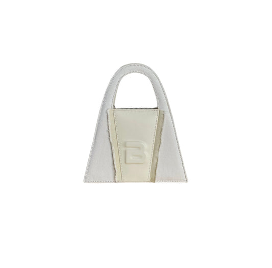 Dirty White Denim & Leather Minnie Lock Bag