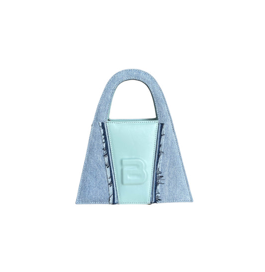 Denim And Baby Blue Leather Minnie Lock Bag
