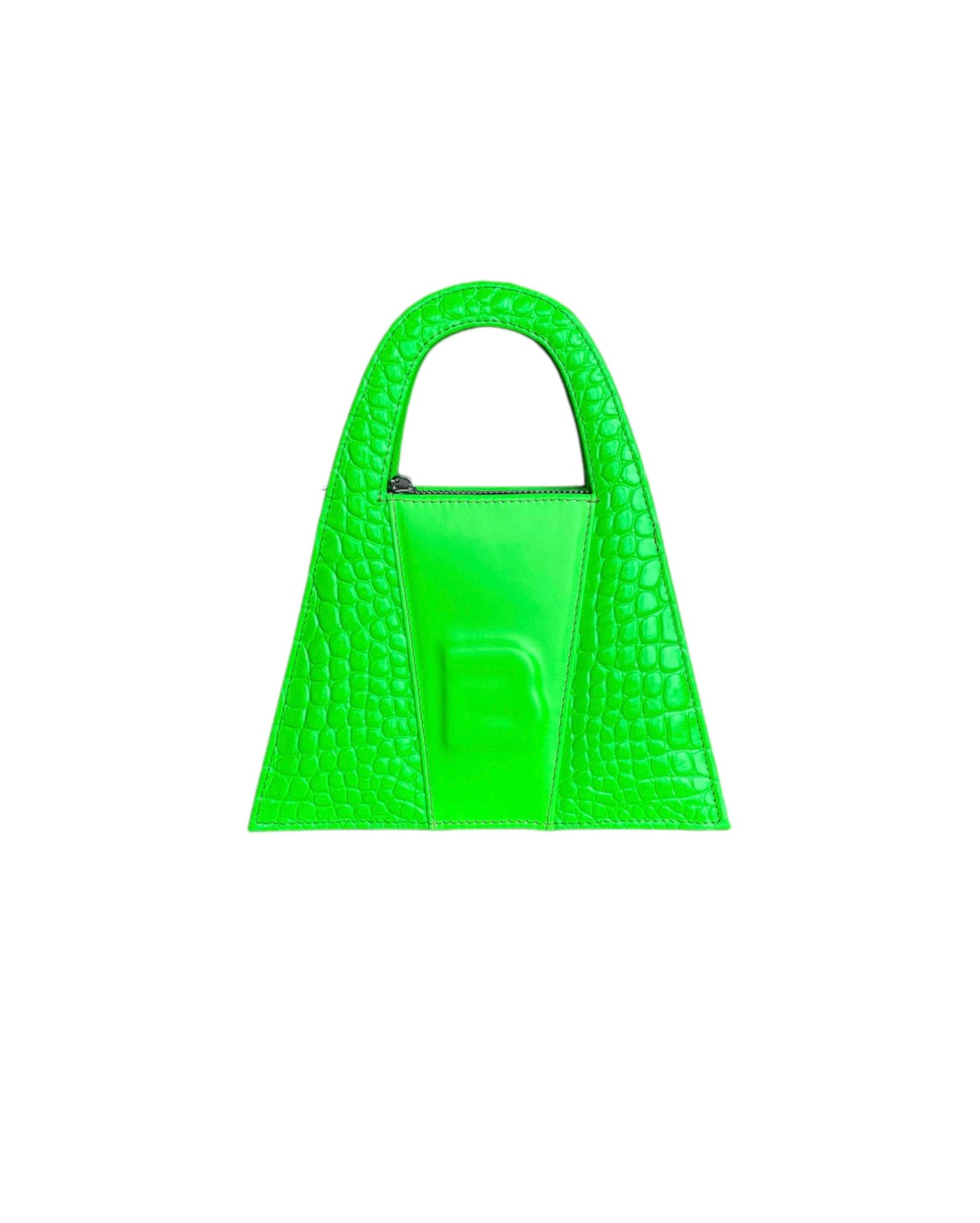 Neon Green Croco Leather Minnie Lock Bag