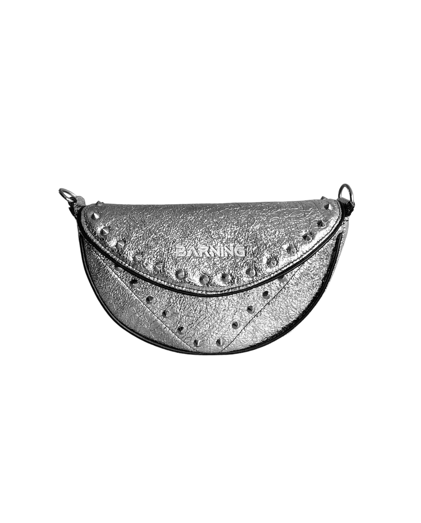 Silver Broken Mirror Leather Moon Bag- Limited Edition