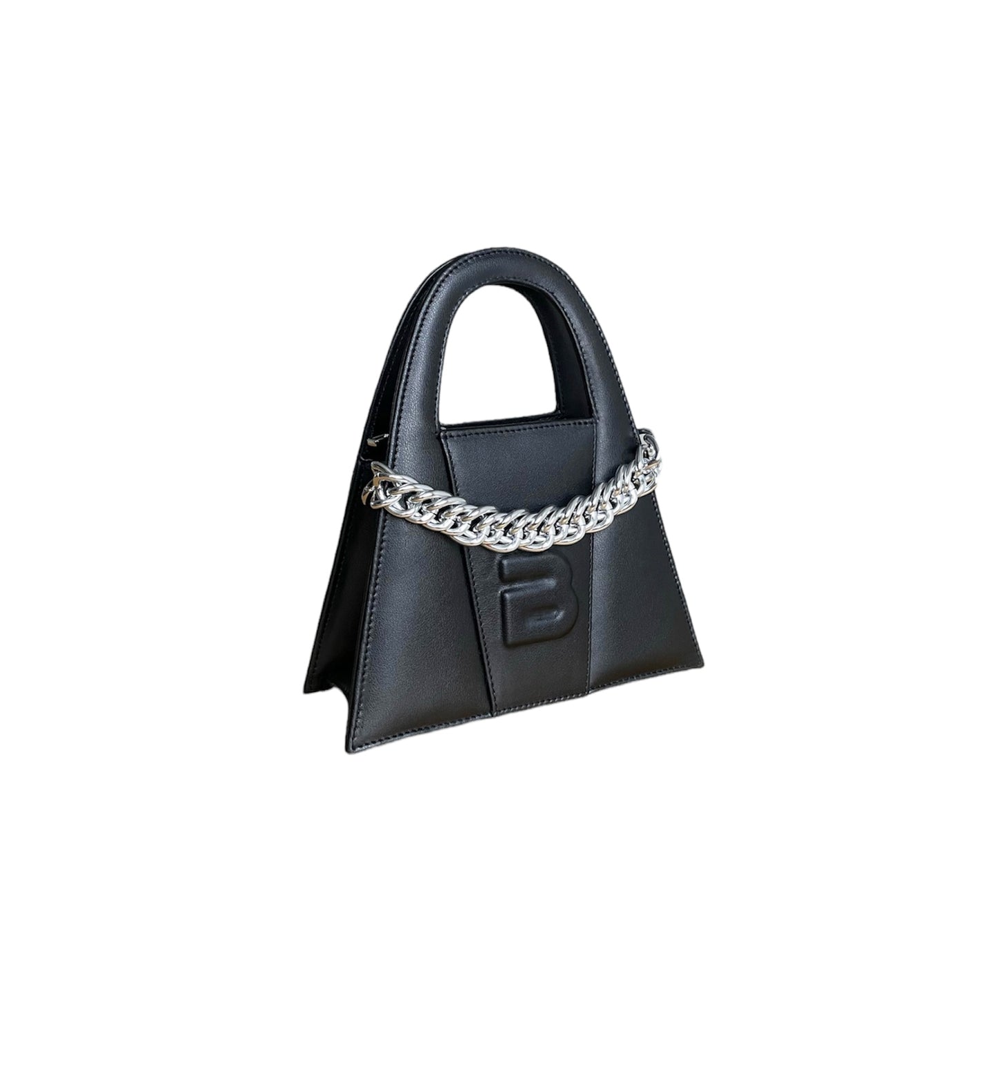 Black Genuine Leather Minnie Lock Bag