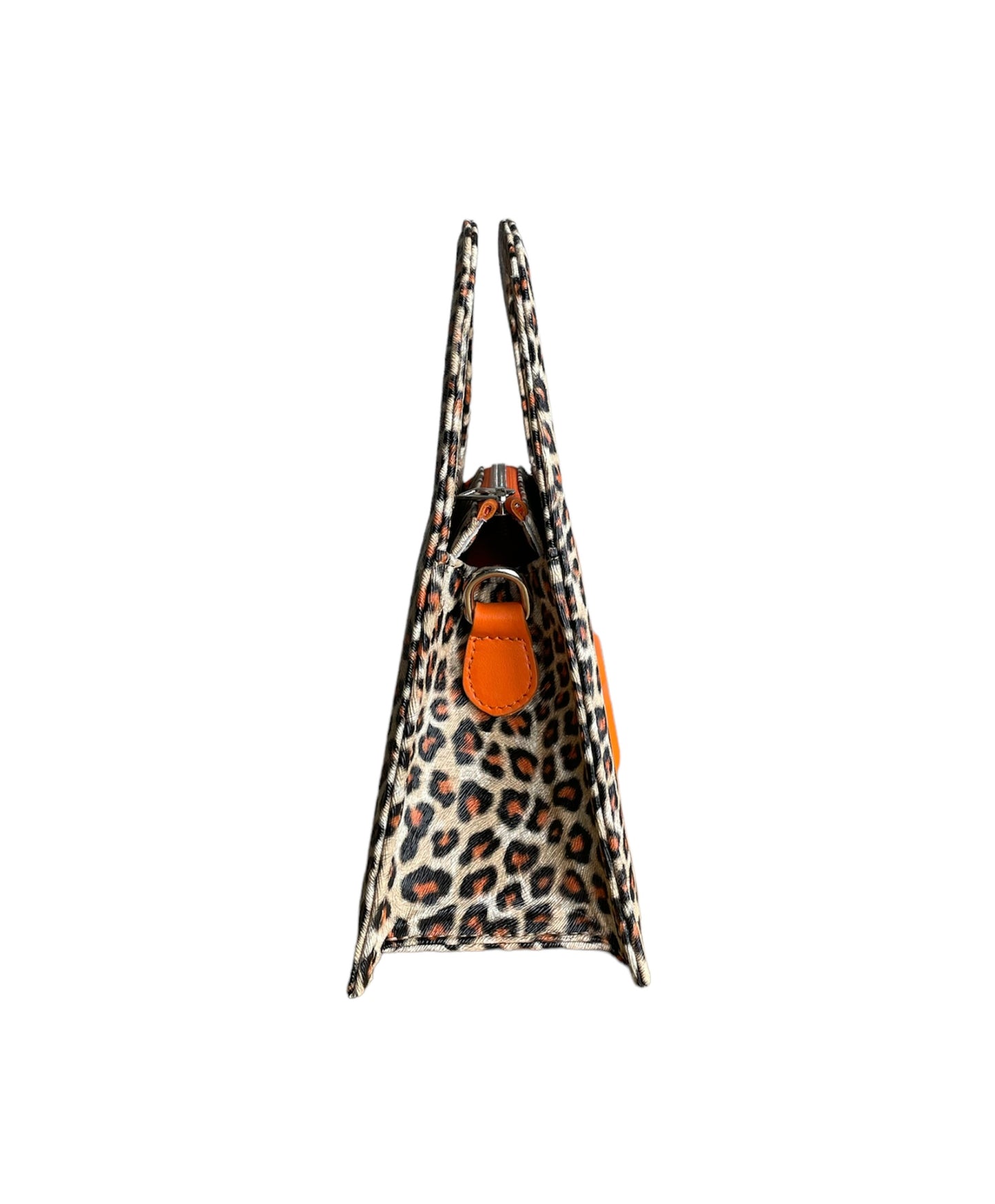 Leopard Faux Leather & Orange Genuine Leather Minnie Lock Bag