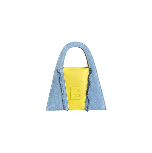 Denim And Yellow Leather Minnie Lock Bag