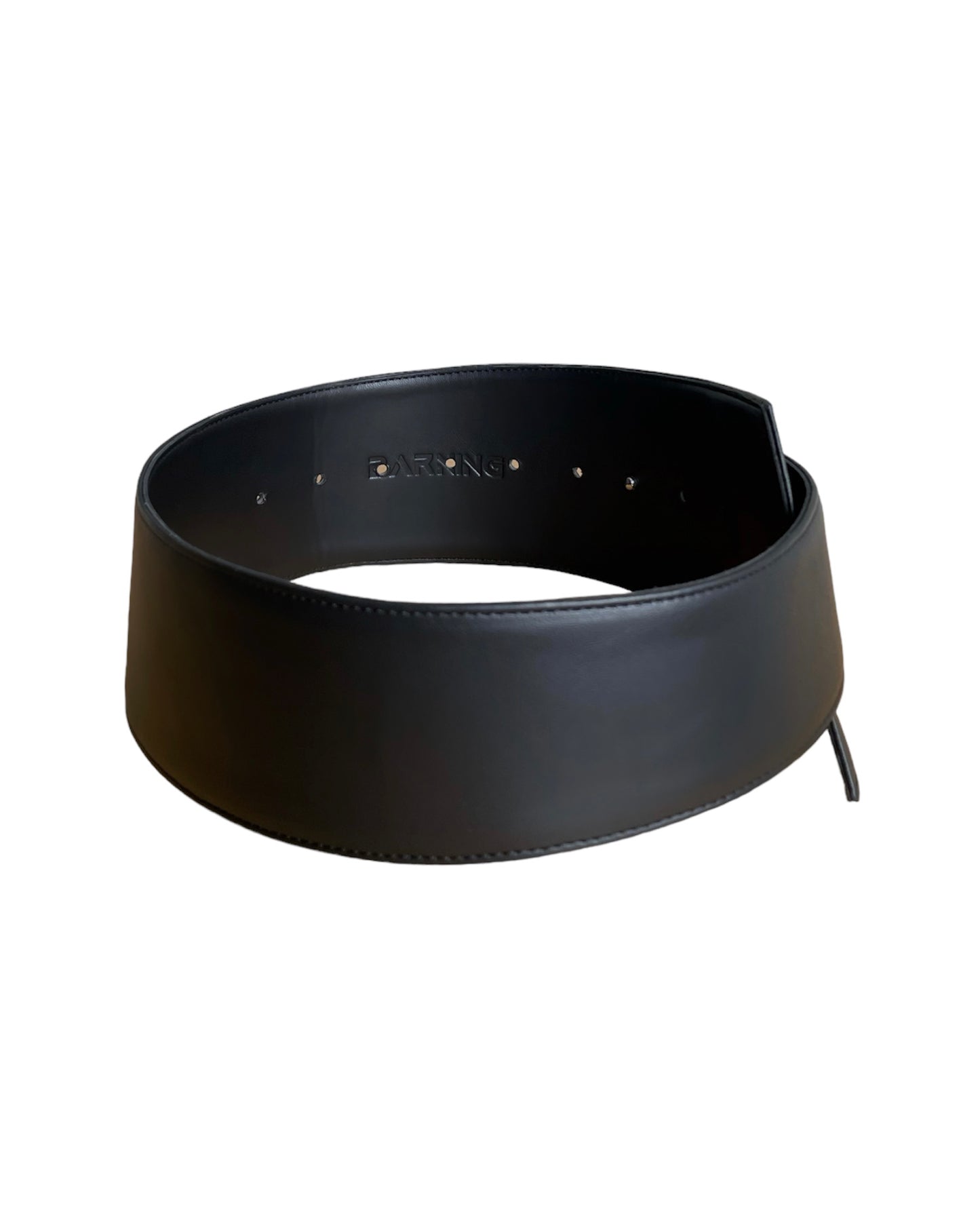 Asymmetrical Wide Black Leather Belt