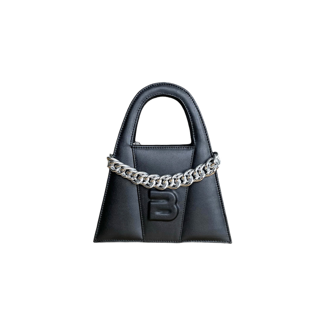 Black Genuine Leather Minnie Lock Bag
