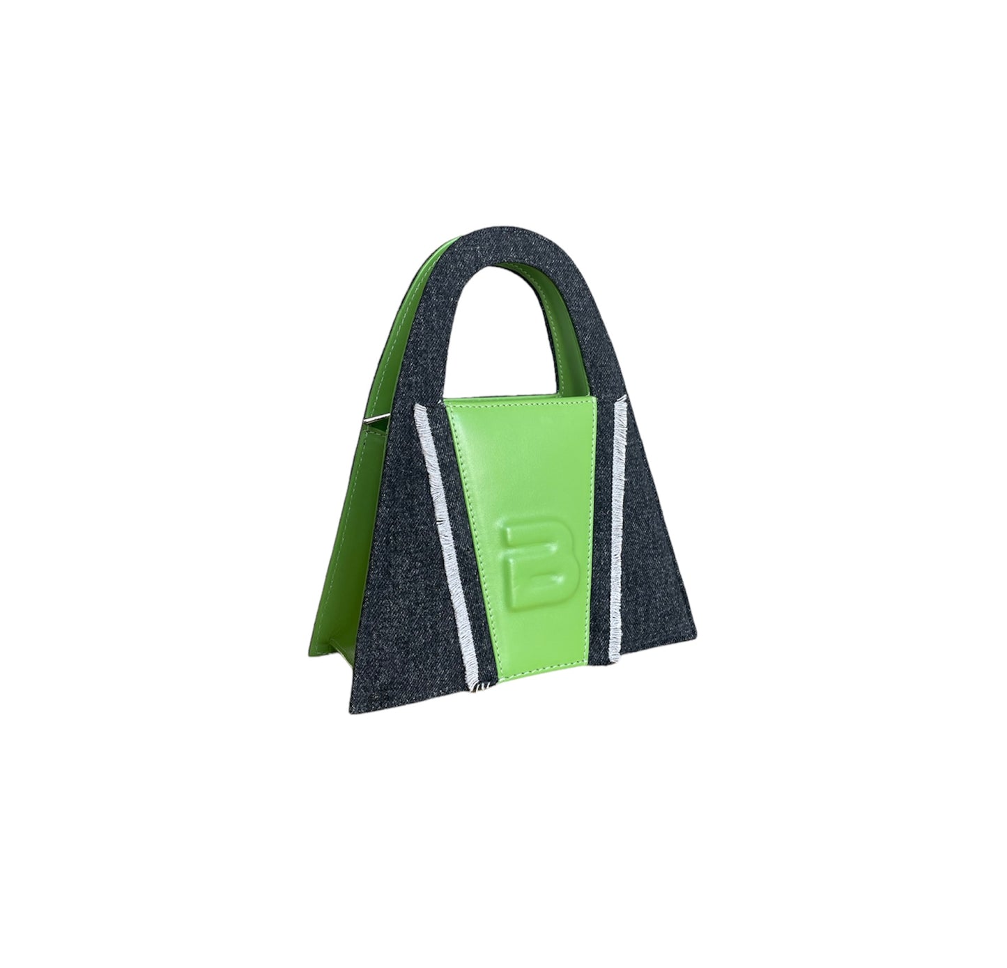 Black And Green Denim & Leather Minnie Lock Bag