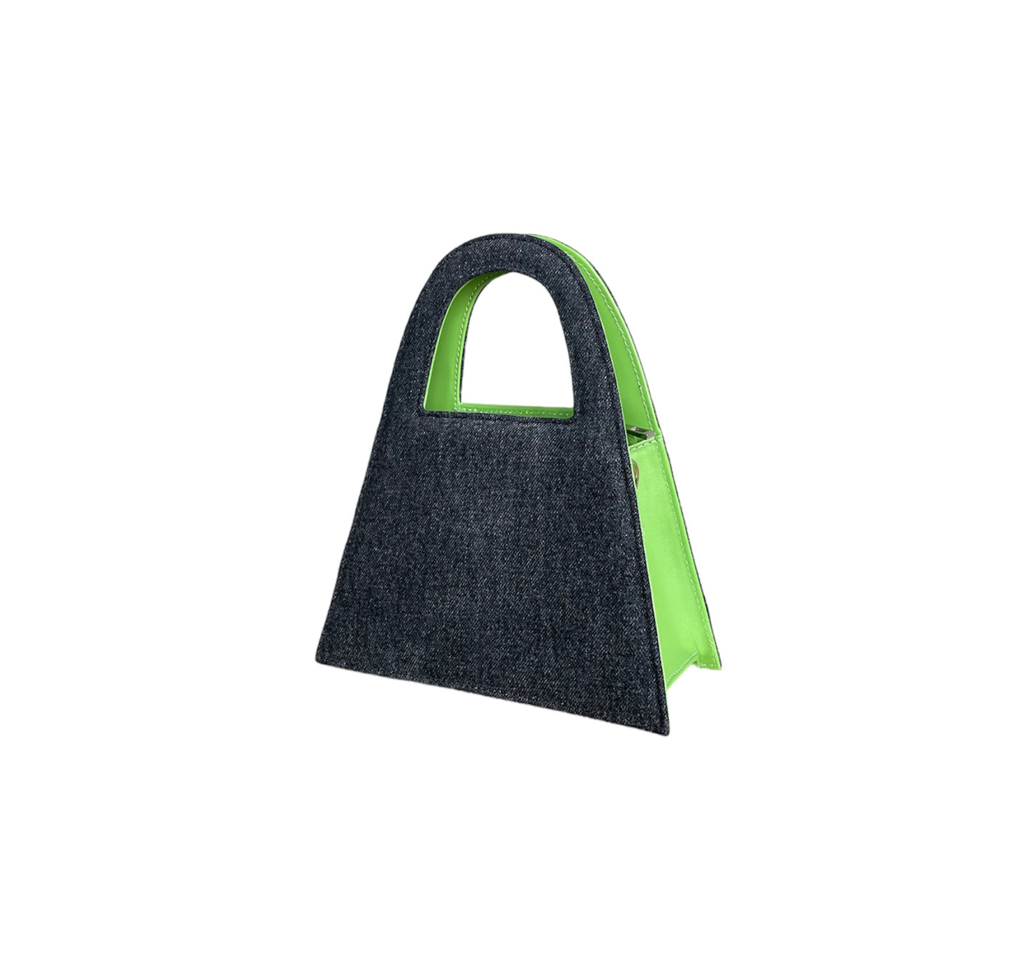 Black And Green Denim & Leather Minnie Lock Bag