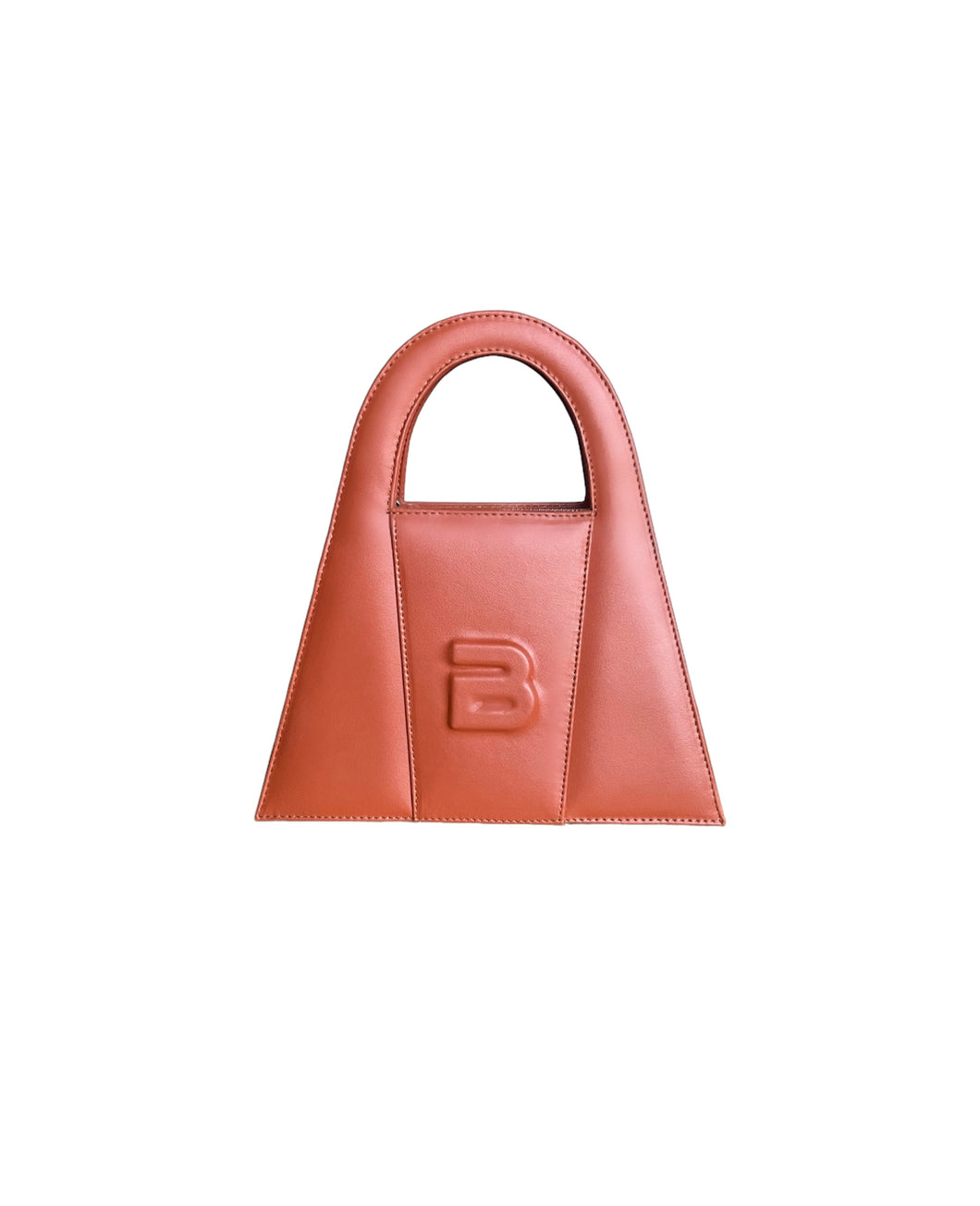 Caramel Brown Leather Midi Lock Bag