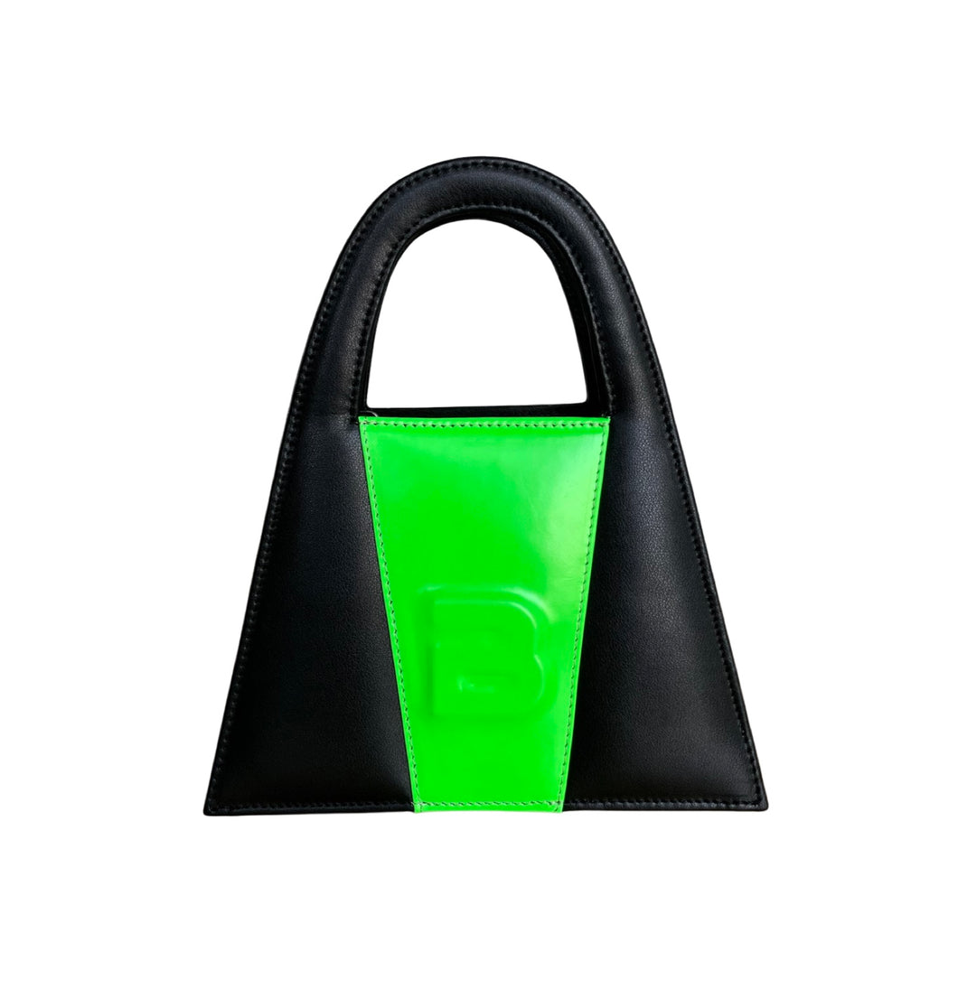 Black And Neon Leather Minnie Lock Bag